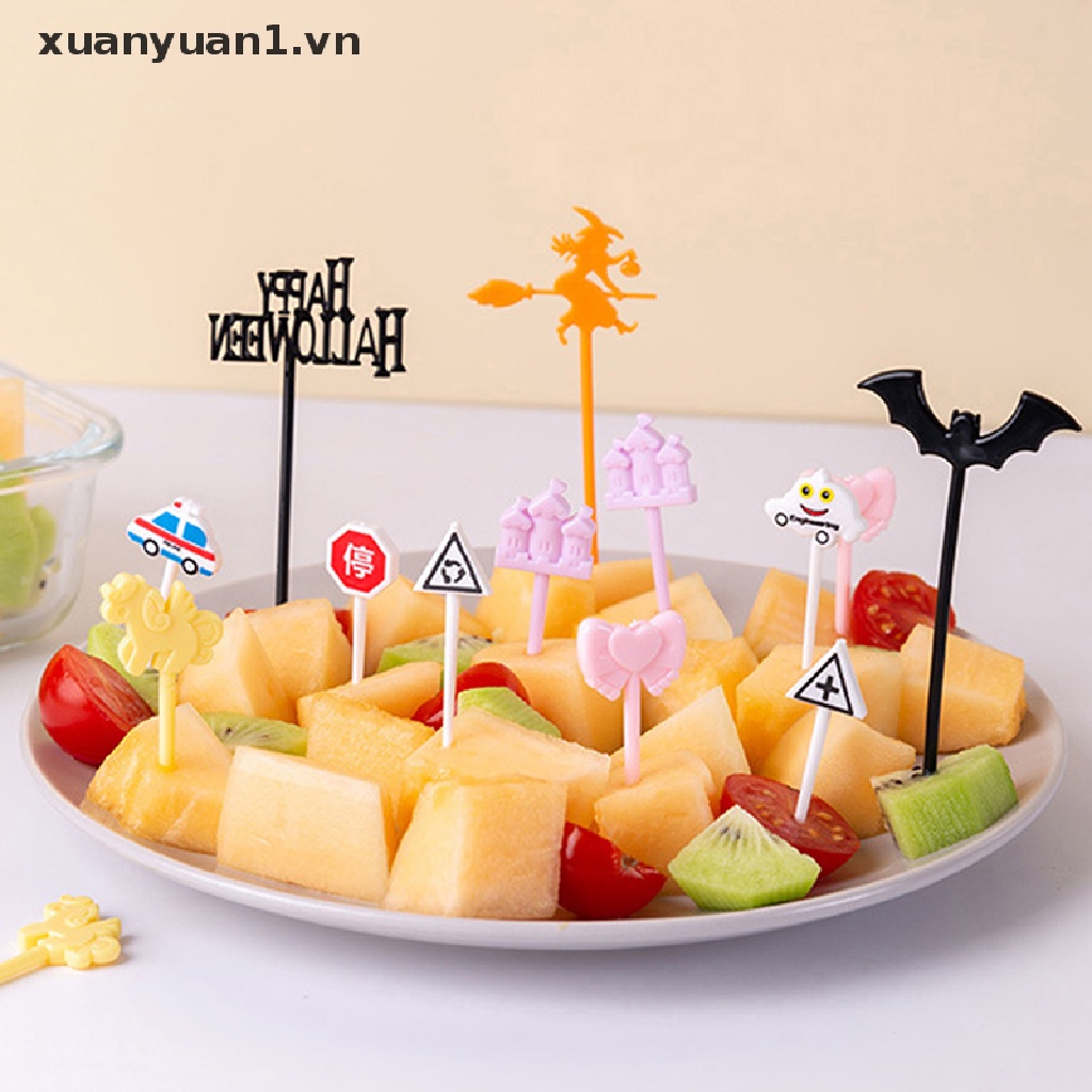 Set 6 / 8 / 10 Nĩa Ăn Trái Cây Mini Phong Cách Halloween
