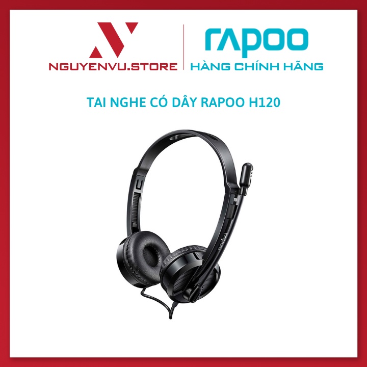 Tai nghe chụp tai có dây RAPOO H120, jack cắm USB - Hàng chính hãng
