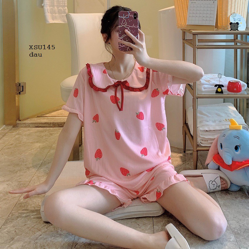 XẢ HÀNG XSU145 Bộ đồ ngủ thun mix cotton họa tiết dễ thương