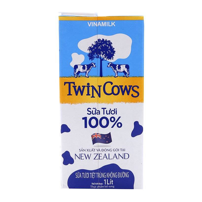 Sữa tươi tiệt trùng Twin Cows Vinamilk không đường hộp 1L date 2019