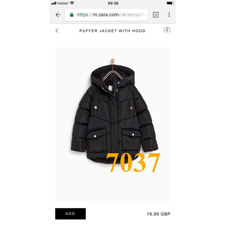 SALE 295K * Mã 7037: Phao bé gái đại 3 lớp dày dặn lót nỉ siêu đẹp, hàng có 5 màu, mẹ con mặc đôi rất đẹp. VNXK