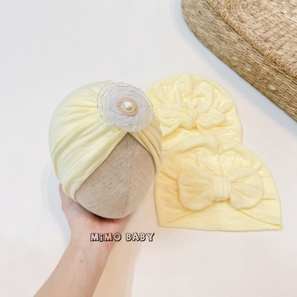 Mũ nón turban đáng yêu cho bé bé gái màu trơn (4-8kg) Mimo baby