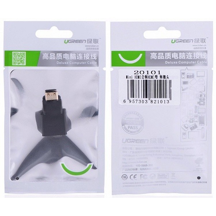 Đầu Chuyển Đổi Mini HDMI Sang HDMI UGREEN 20101 - Mini HDMI To HDMI ÂM - Hàng Chính Hãng - 20101