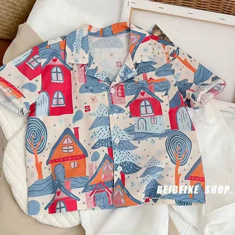 Áo Sơ Mi Mỏng Mùa Hè Tay Cộc Thoải Mái Phong Cách Mori Phương Tây Dễ Phối Đồ Cho Bé Trai