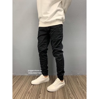 Quần jogger kaki thun co giãn đen