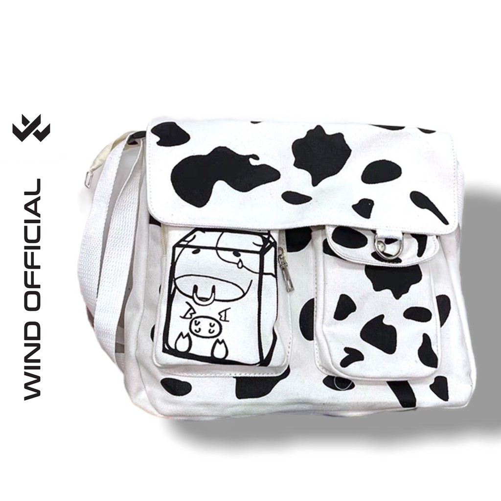 [Mã SKAMA06 giảm 8% tối đa 50K đơn 250K] Túi đeo chéo Wind unisex vái Canvas hoạ tiết Drink Me nam nữ phong cách ulzzang