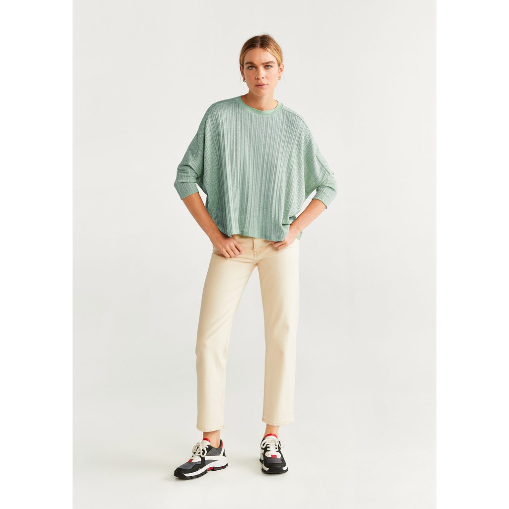 Áo Thun Nữ Mango Metallic Thread T-Shirt Green