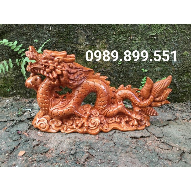 Tượng con rồng gỗ hương dài 25cm