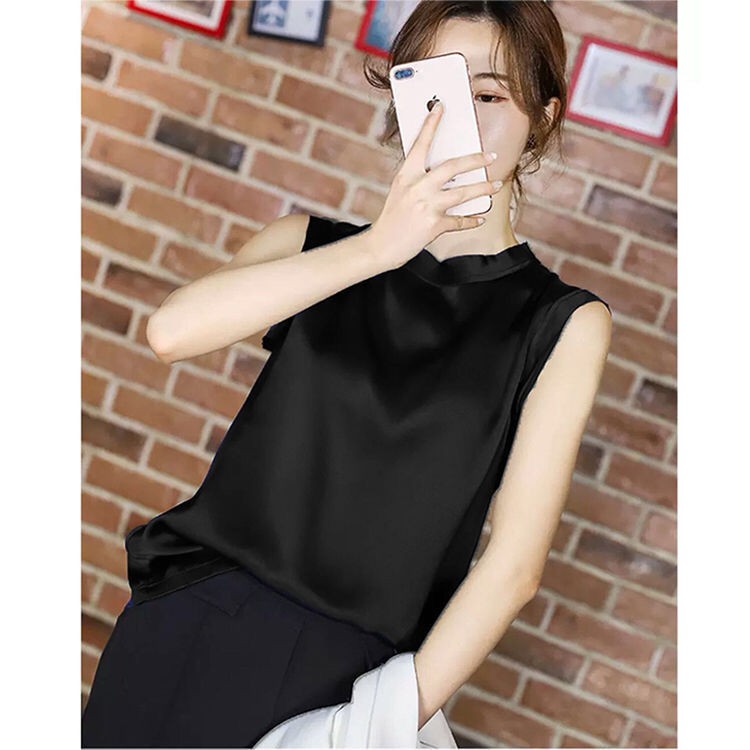 Satin vest nữ mùa hè 2020 mới mặc bên ngoài không tay áo chui đầu lỏng lẻo trong sơ mi phù hợp xu hướng