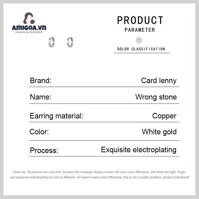 Khuyên Tai Đính Đá Zircon Phong Cách Hợp Thời Trang Cho Nữ