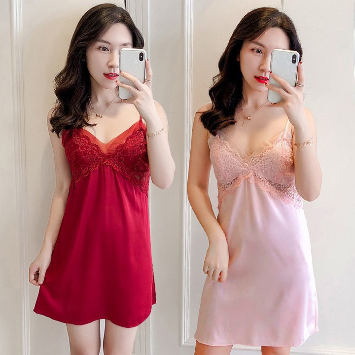 [HÀNG CAO CẤP] Đầm ngủ màu đen hai dây ren ngực hở lưng cao cấp gợi cảm | BigBuy360 - bigbuy360.vn