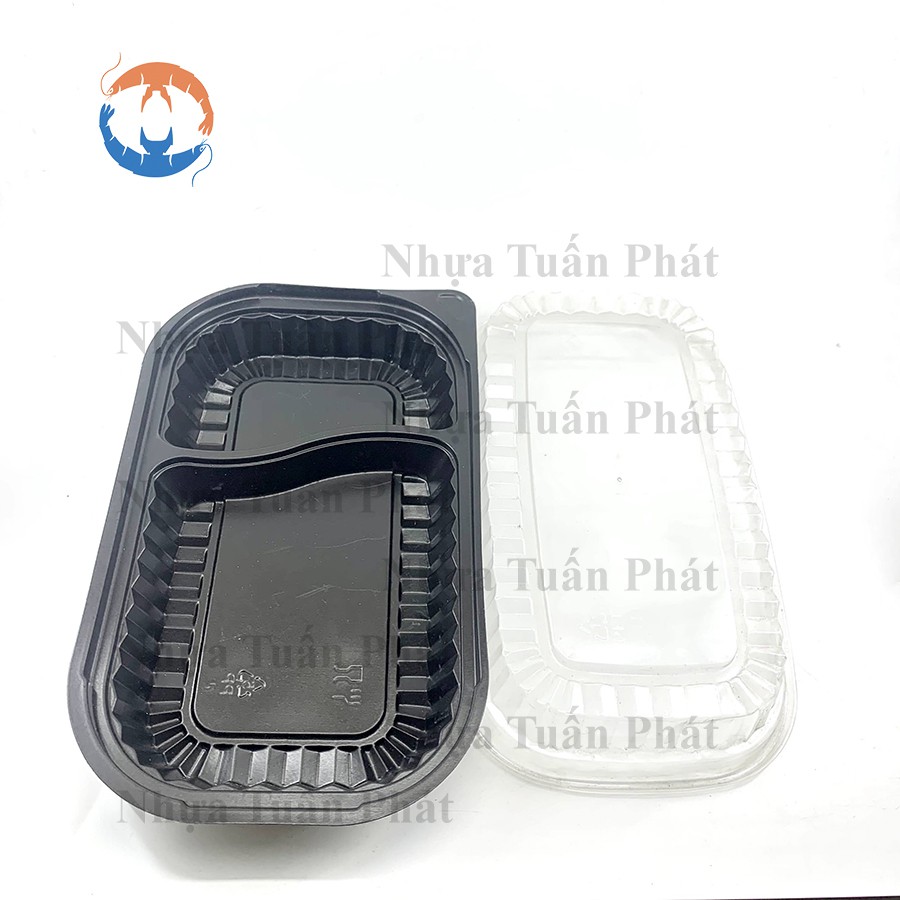 100 hộp nhựa đế đen sushi HT17 2 ngăn | BigBuy360 - bigbuy360.vn