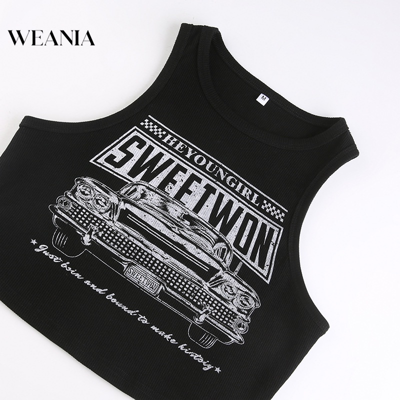 Áo Tank Top Cổ Tròn In Chữ Phong Cách Đường Phố Cá Tính Cho Nữ