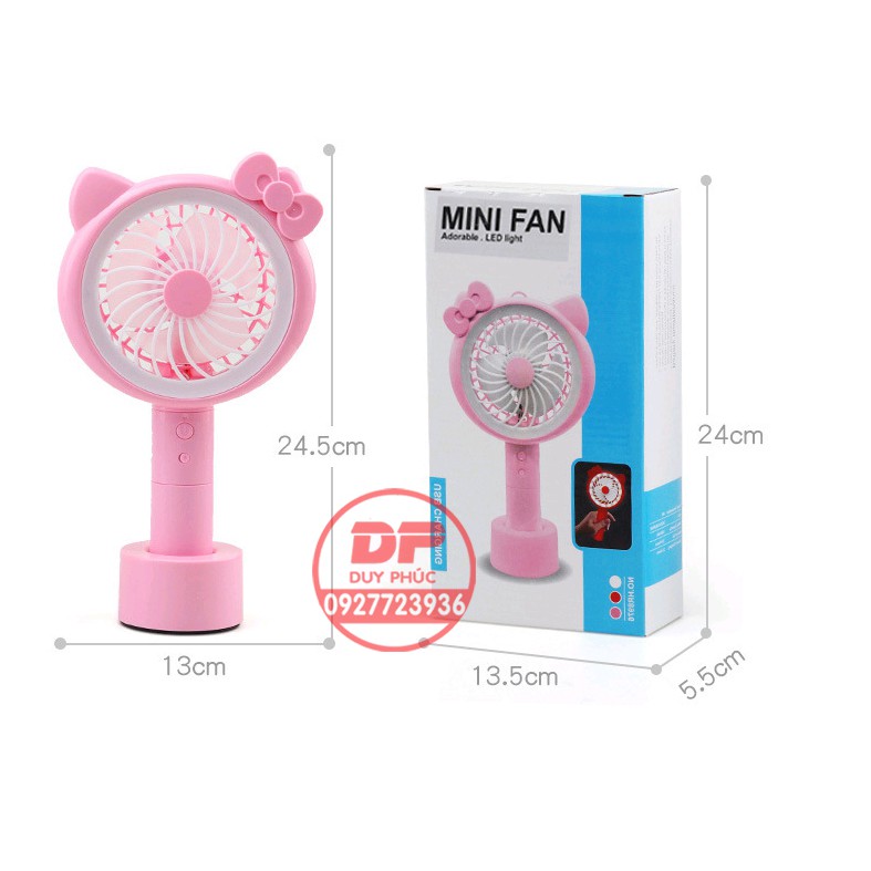 QUẠT SẠC MINI (LOẠI TỐT) KÈM ĐÈN LED CẦM TAY – ĐỂ BÀN  - KITTY  DOREMON (LOẠI TỐT) | BigBuy360 - bigbuy360.vn