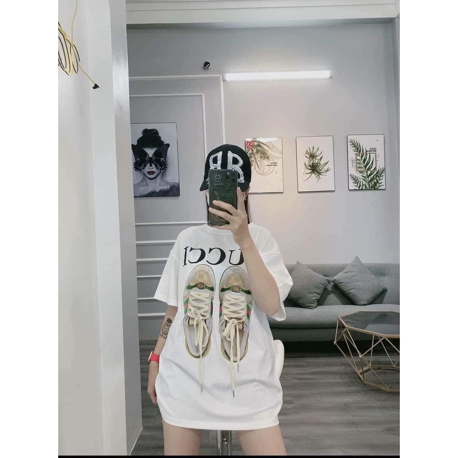 Áo phông hình đôi giày thắt dây unisex - Áo thun suông phong cách vintage màu ĐEN | NÂU | TRẮNG cá tính ulzzang HOT