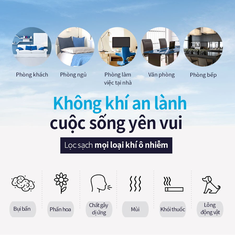 Máy lọc không khí Cuckoo CAC-G0910FWH - Dành cho không gian 30m2 - Màng lọc Carbon chủ động - Tiêu chuẩn Hàn Quốc