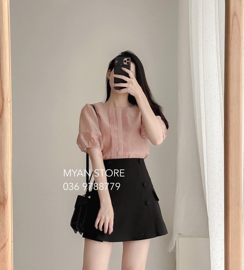 [Mã FAXANH55 giảm 10K đơn 50K] Chân váy 2 hàng cúc vvn032105