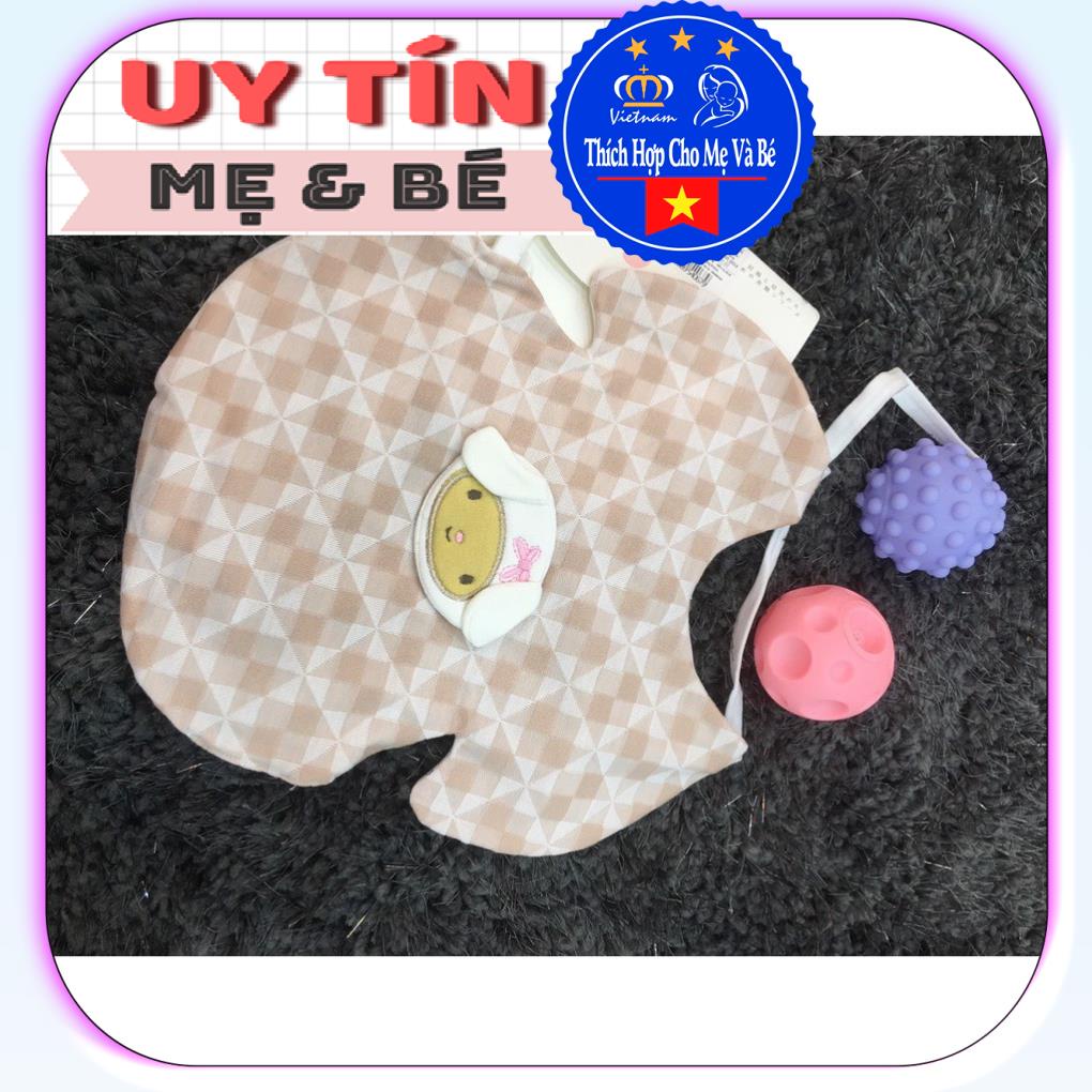 Yếm ăn cotton cho bé từ 0-2 tuổi 2 lớp (2 cái) 2614, 2610, 2621,  chất liệu cotton 100% ,thương hiệu Aiueo Nhật Bản