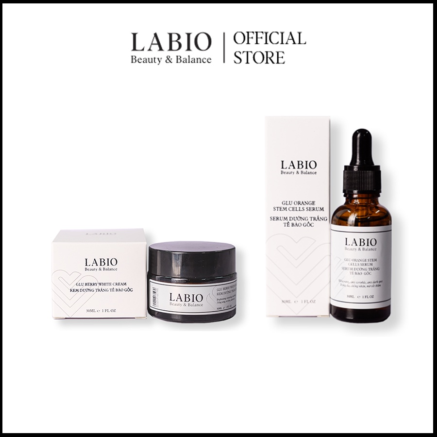 [Mã BMBAU300 giảm 7% đơn 499K] Combo 2 Serum &amp; Kem Dưỡng Trắng Sáng, Mờ Thâm Nám, Trẻ Hóa Da LABIO Glutathione