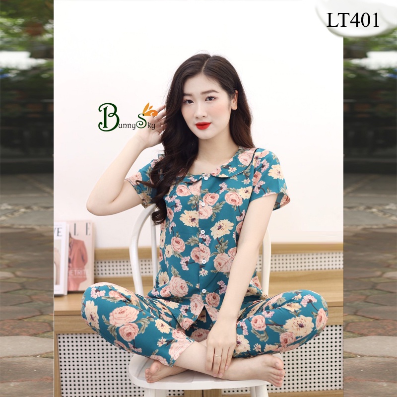 [Bunnysky] Đồ bộ mặc nhà cộc tay quần dài đẹp