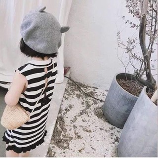 Váy kẻ nơ xoè đuôi cá bé gái