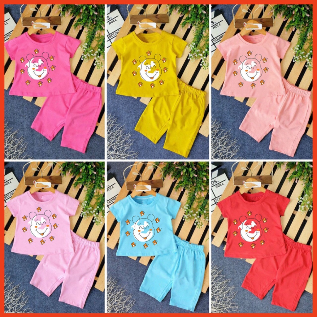 ( Khuyến mãi ) Bộ bé gái hình con gấu va đàn ong xinh đẹp cho bé gái cho bé từ 6-28kg .BDBG50. .