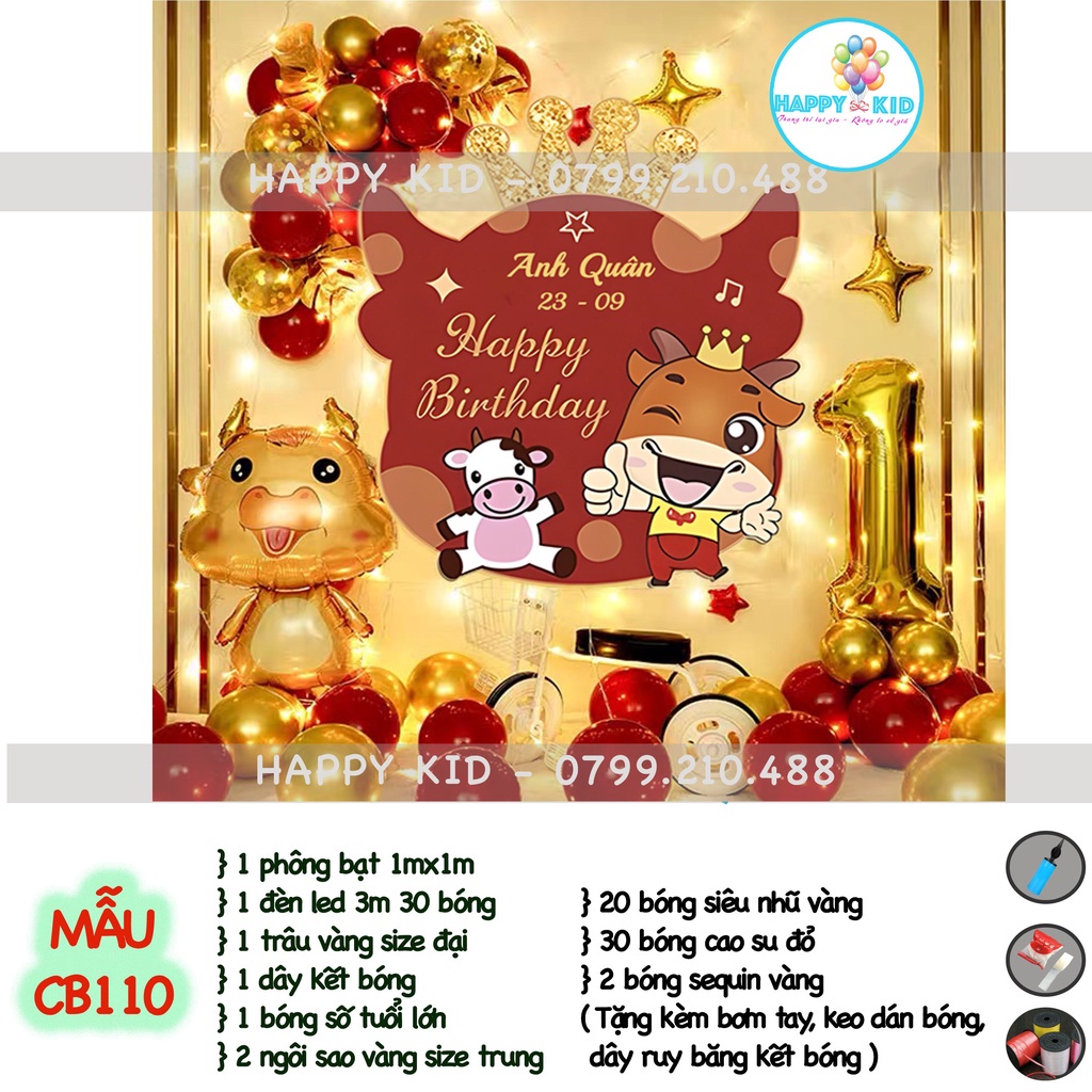 Backdrop phông bạt sinh nhật thôi nôi cho bé thiết kế theo yêu cầu chất liệu bạt hiflex HAPPYKID BACKDROP