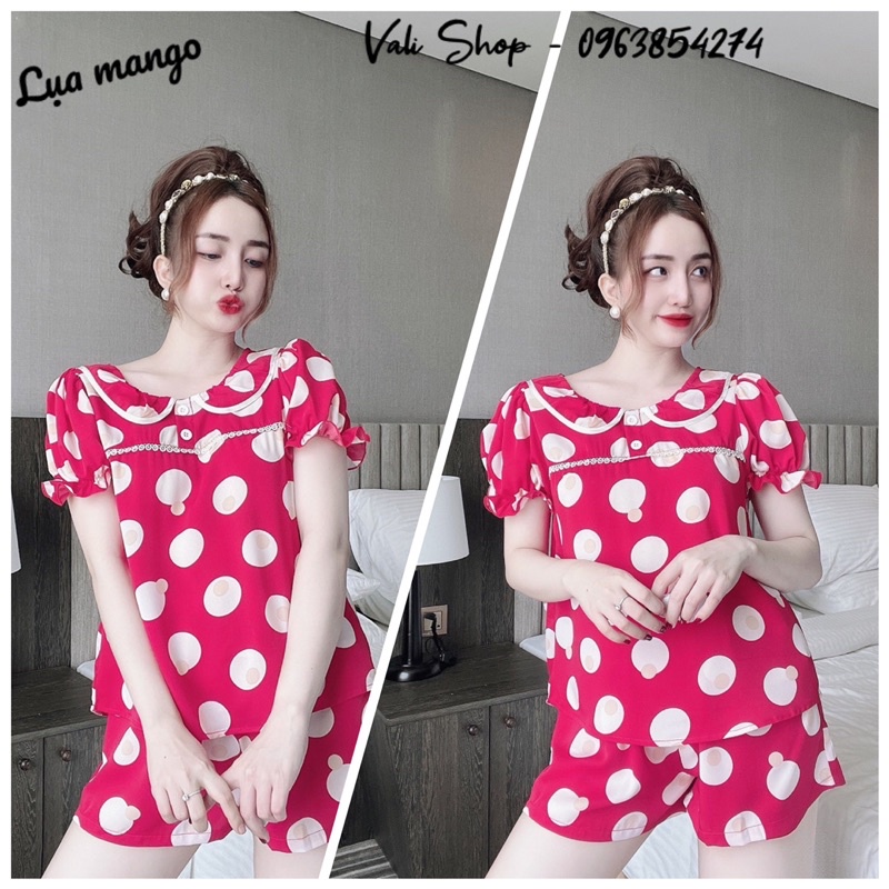 Đồ ngủ mặc nhà lụa mango hoạ tiết freesize 42-57kg