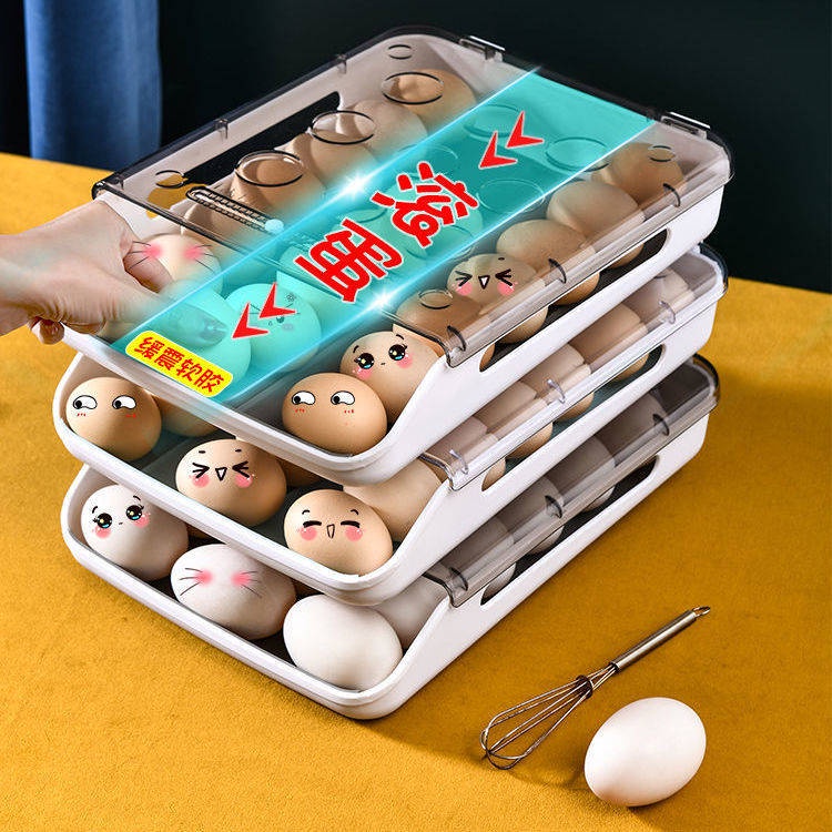 Hộp đựng trứng tủ lạnh được trang bị hộp đựng trứng gà chống rơi bằng nhựa Hộp đựng thức ăn gia đình Hộp trứng đóng hộp