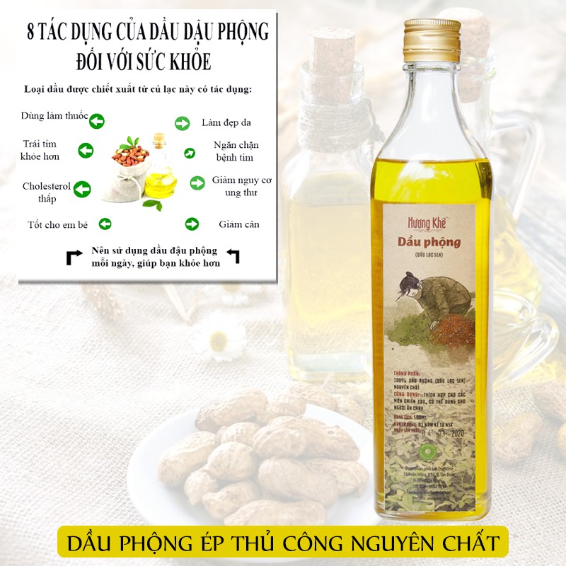 Dầu Phộng  Nguyên Chất Hương Khê - dầu ăn ép thủ công, canh tác không hóa chất - 500ml/ 1lit - One4One