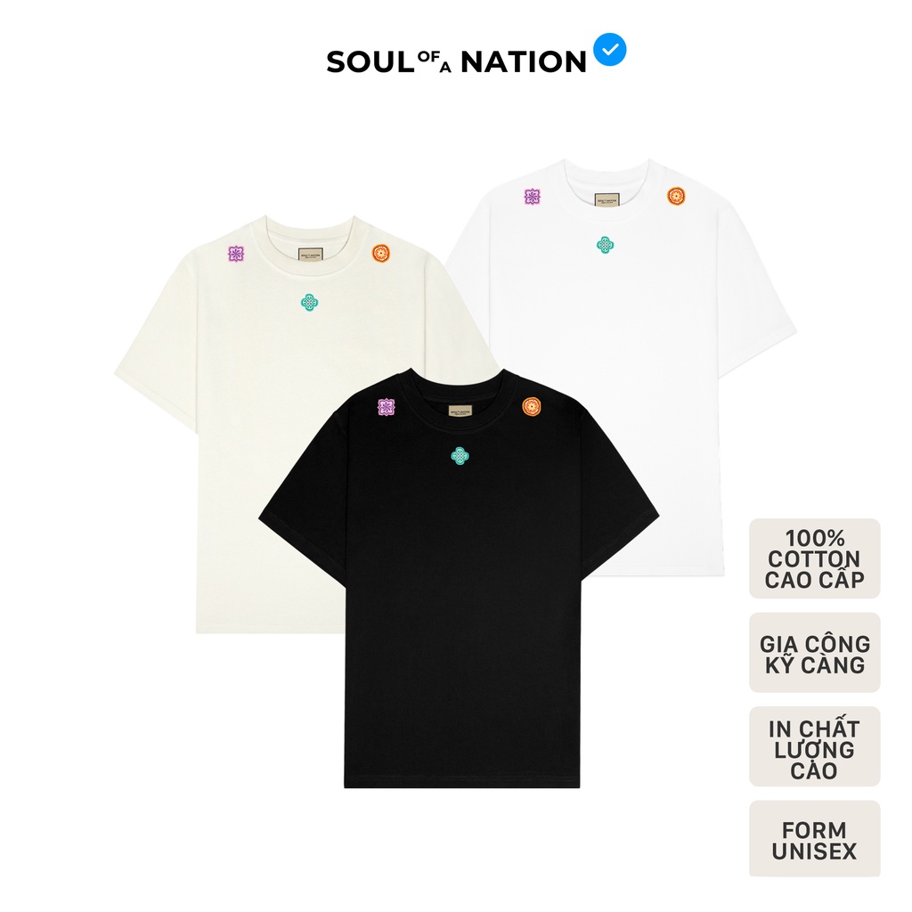 Áo thun unisex In hình cao cấp những viên GẠCH BÔNG MINI Ver 2 form basic 100% cotton SOUL OF A NATION - Trắng/Đen/Kem