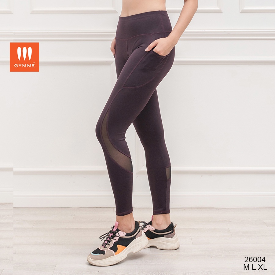 Quần legging nữ dài có túi phối lưới, đồ tập gym nữ gymme - 26004