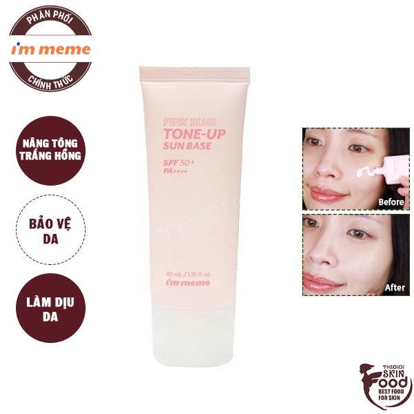 Kem Chống Nắng Nâng Tông Trắng Hồng I'm Meme Pink Blur Tone-Up Sun Base SPF50+/ PA++++ 40ml