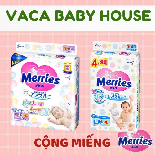 Tã Dán/ Quần Merries Nội Địa (CỘNG MIẾNG) NB90+6/ S82+6 / M64+4 / L58/ M58+6/L44+6/XL38+6