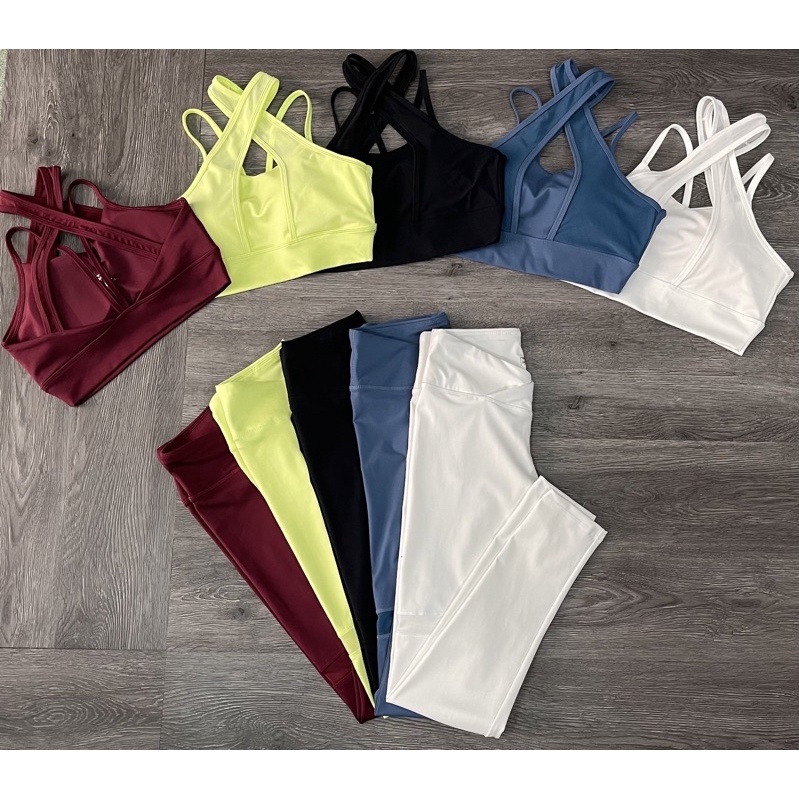 SET BỘ ĐỒ TẬP NỮ THUN CHÉO DÂY PHỐI LƯỚI GYM,THỂ THAO,YOGA