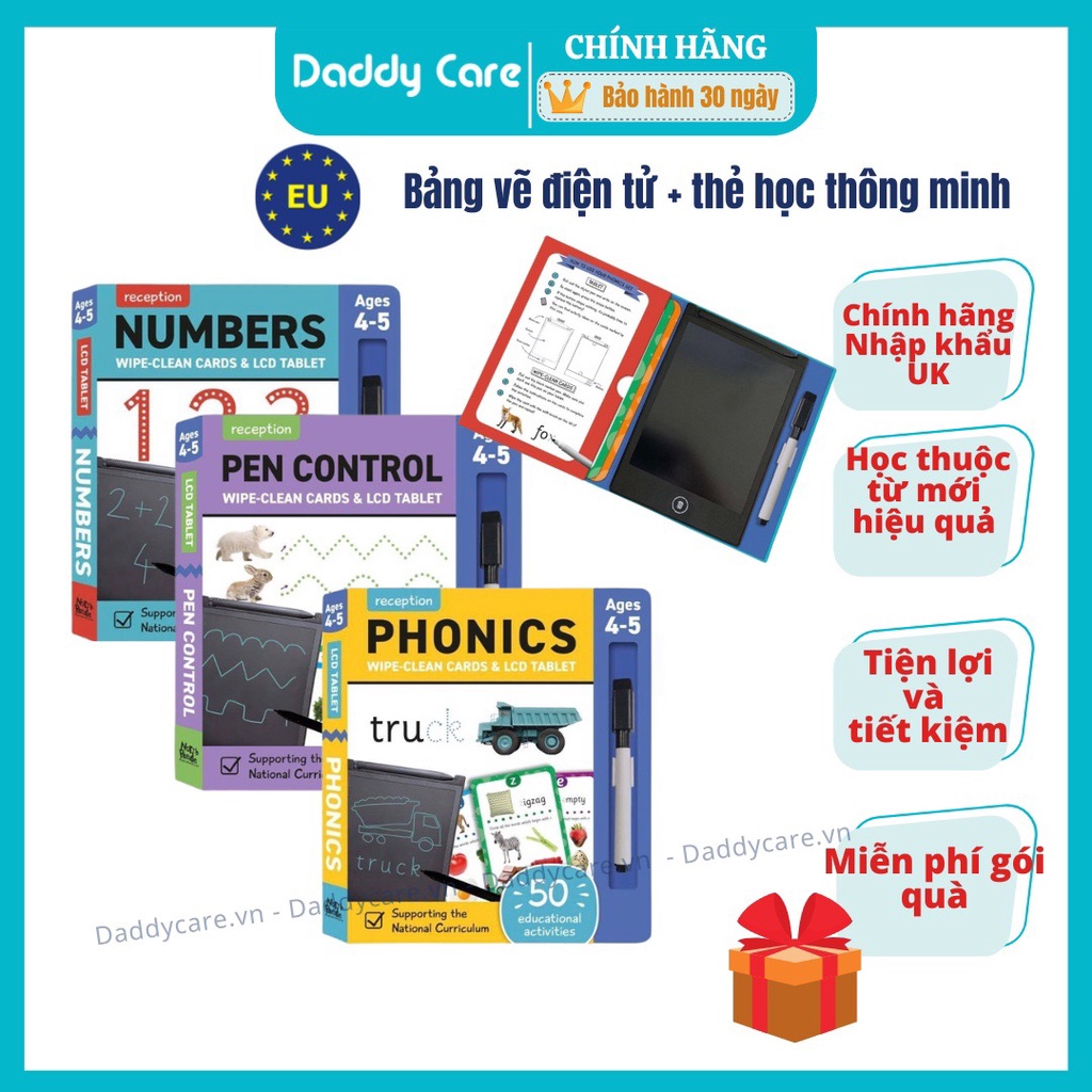 Đồ Chơi Thông Minh Cho Bé Thẻ Viết Xóa Kèm Bảng LCD Tablet, Đồ Chơi Phát Triển Trí Tuệ Trẻ Em 3,4,5,6 Tuổi( Có 4 Chủ Đề)