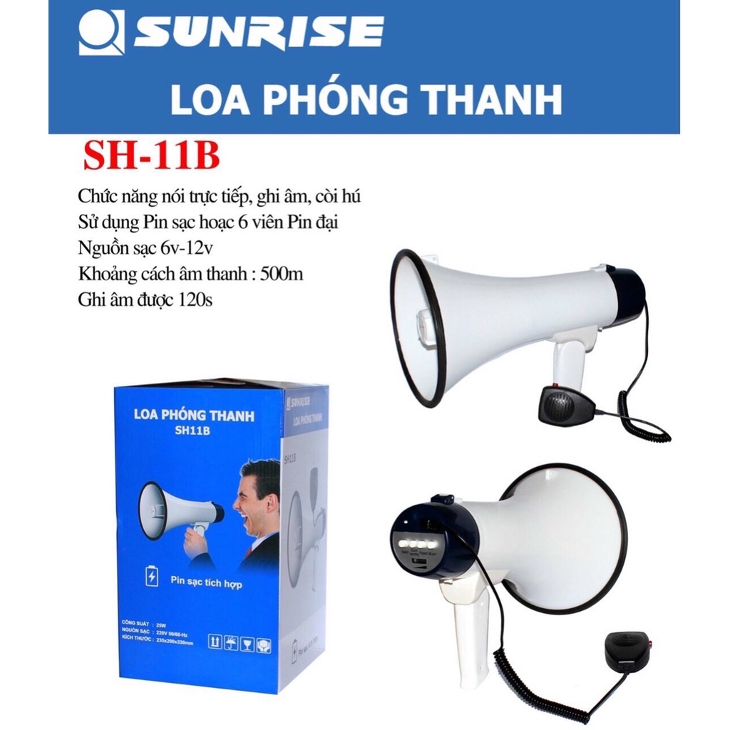 Loa phóng thanh loa Sunrise SH11B có pin sạc