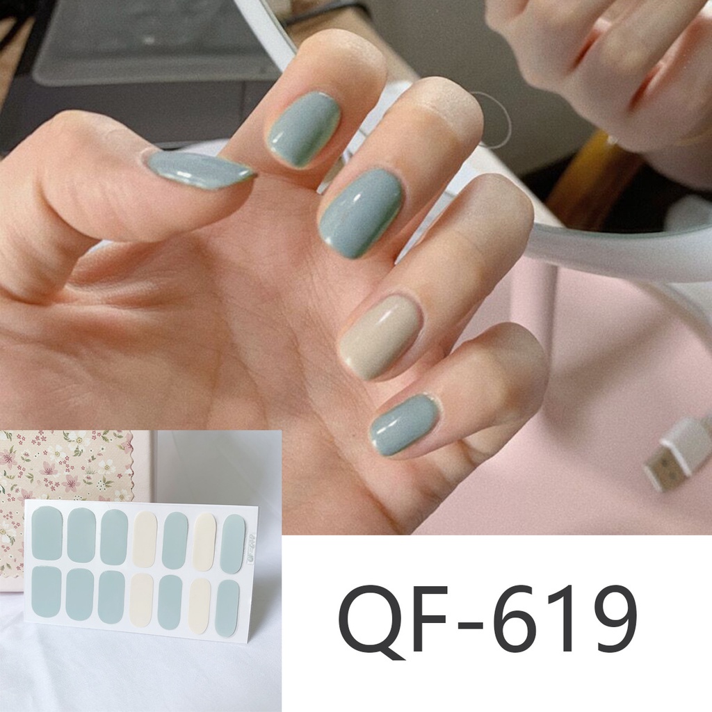 Miếng Dán Móng Tay Màu Trơn Chống Thấm Nước Dễ Tẩy Trang