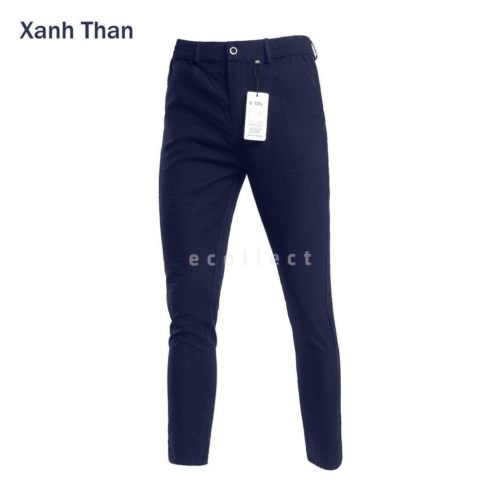 Quần tây nam chất vải đũi xước cạp chun có khóa quần Ecollect mát nhẹ mặc thoải mái