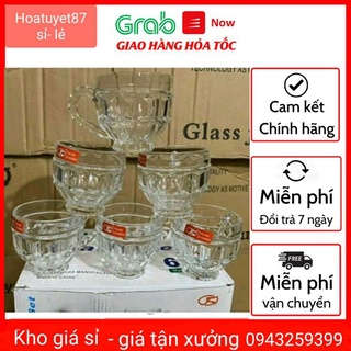 Bộ 6 ly cốc thủy tinh 8 góc lùn 305 ml