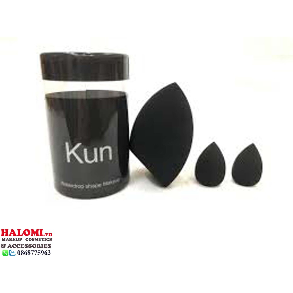 Bông mút tán nền Kun set gồm 3 chiếc siêu mịn bám phấn chính hãng HALOMI