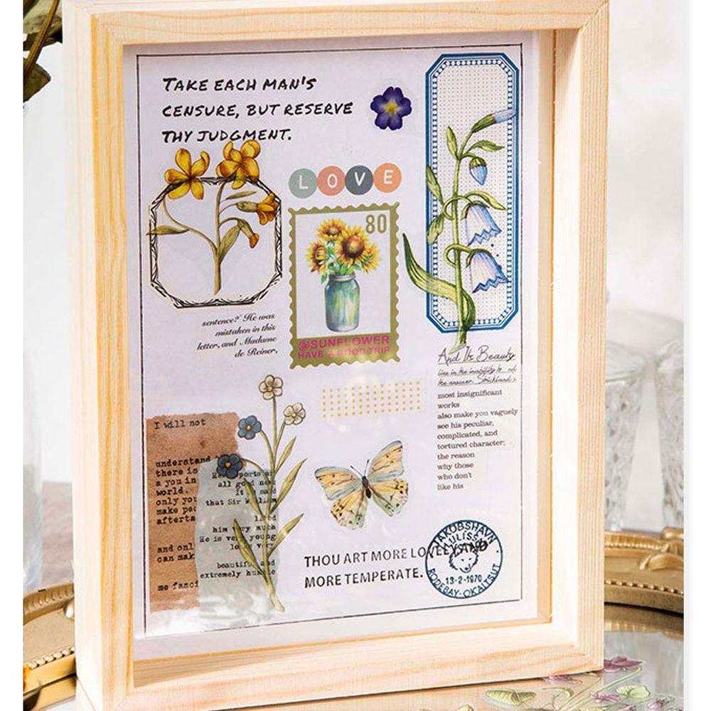 Nhãn Dán PET Chống Nước Họa Tiết Hoa Trang Trí Sổ Tay DIY