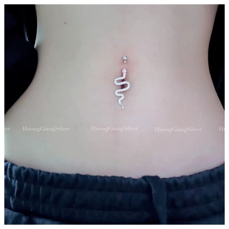 Khuyên Rốn Hình Rắn Bạc s925 xi kim  - HuongGiangSilver