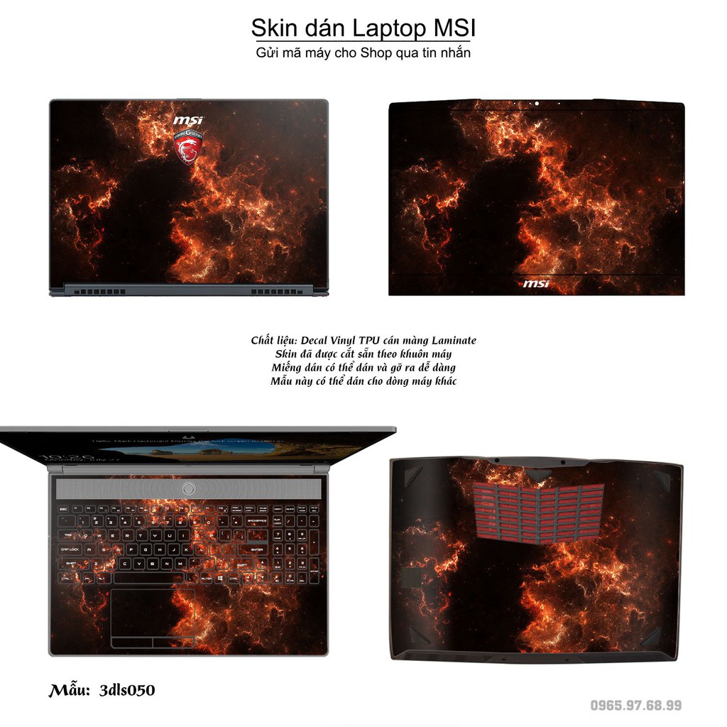 Skin dán Laptop MSI in hình 3Ds (inbox mã máy cho Shop)