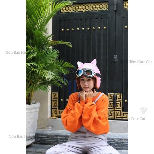 Tai Mèo Gắn Mũ Bảo Hiểm Siêu Cute Có Nhiều Màu Sắc Lựa Chọn Chất Liệu ABS