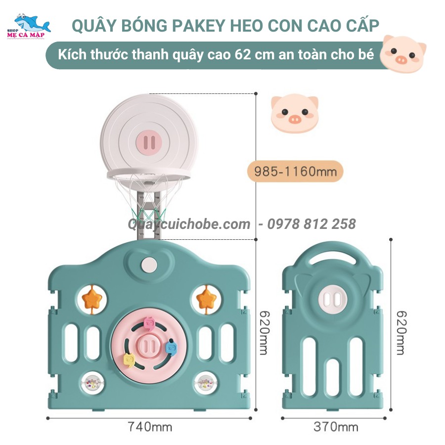 Quây cũi nhựa Pakey Heo TẶNG 100 BÓNG VÀ GIỎ, cũi quây nhựa bản nâng cấp mới nhất siêu dày