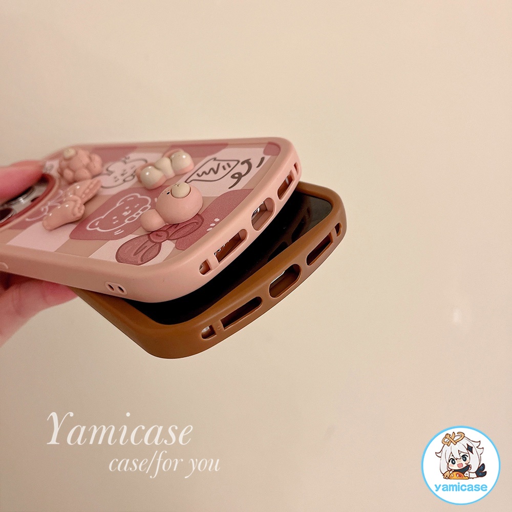 Ốp điện thoại tpu mềm họa tiết chú gấu hoạt hình 3d thắt nơ cho IPHONE 13 11 PRO MAX X XR 8 7 PLUS