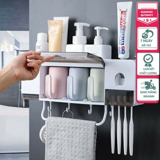 Kệ để đồ nhà tắm thông minh - kệ nhả kem đánh răng cài bàn chải loại 3 cốc RA826