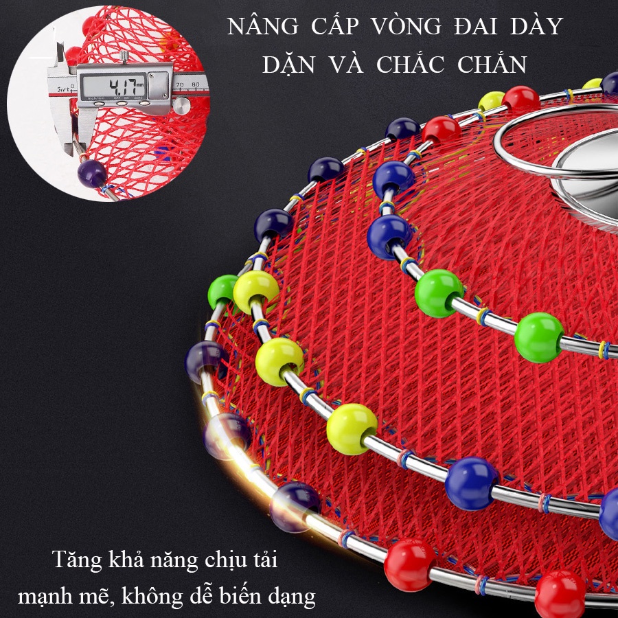 Giỏ Đựng Cá, Rọng Đựng Cá GO WILD lưới tráng cao su cao cấp siêu chịu tải chuyên dùng câu đài câu đơn màu đỏ KK-37
