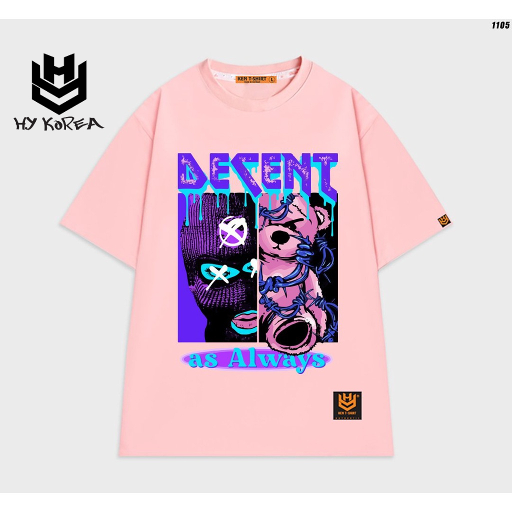 Áo thun nam nữ form rộng unisex tay lỡ Gấu Decent 1105 HYKOREA